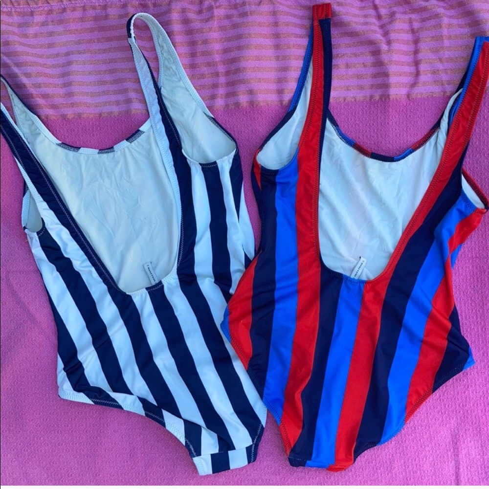 SOLID & STRIPED Navy & White One-Piece (only 1 on left) - Picture 2 of 3